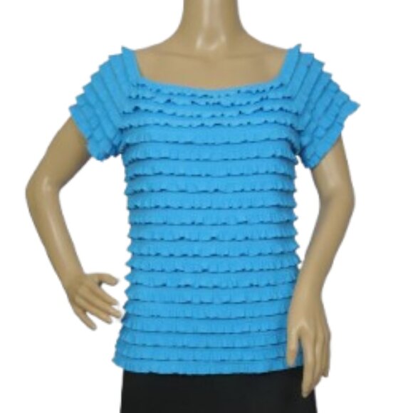 Frank Lyman Ruffle Short Sleeve Blouse - Picture 1 of 6